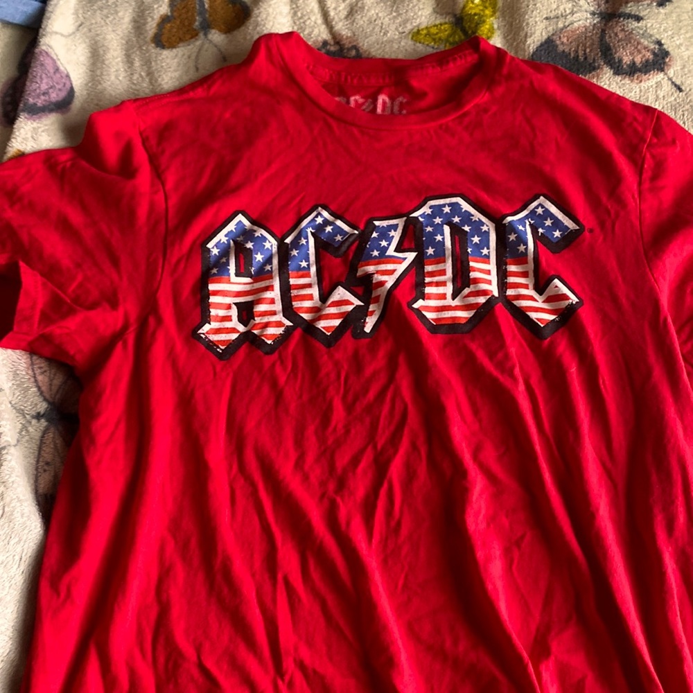 Red ,white , and blue ac/dc shirt band